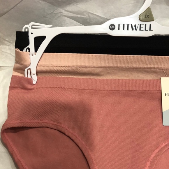 Fitwell Intimates 3pack stretch ribbed black nude mauve pink panties size 1X new - Picture 2 of 10